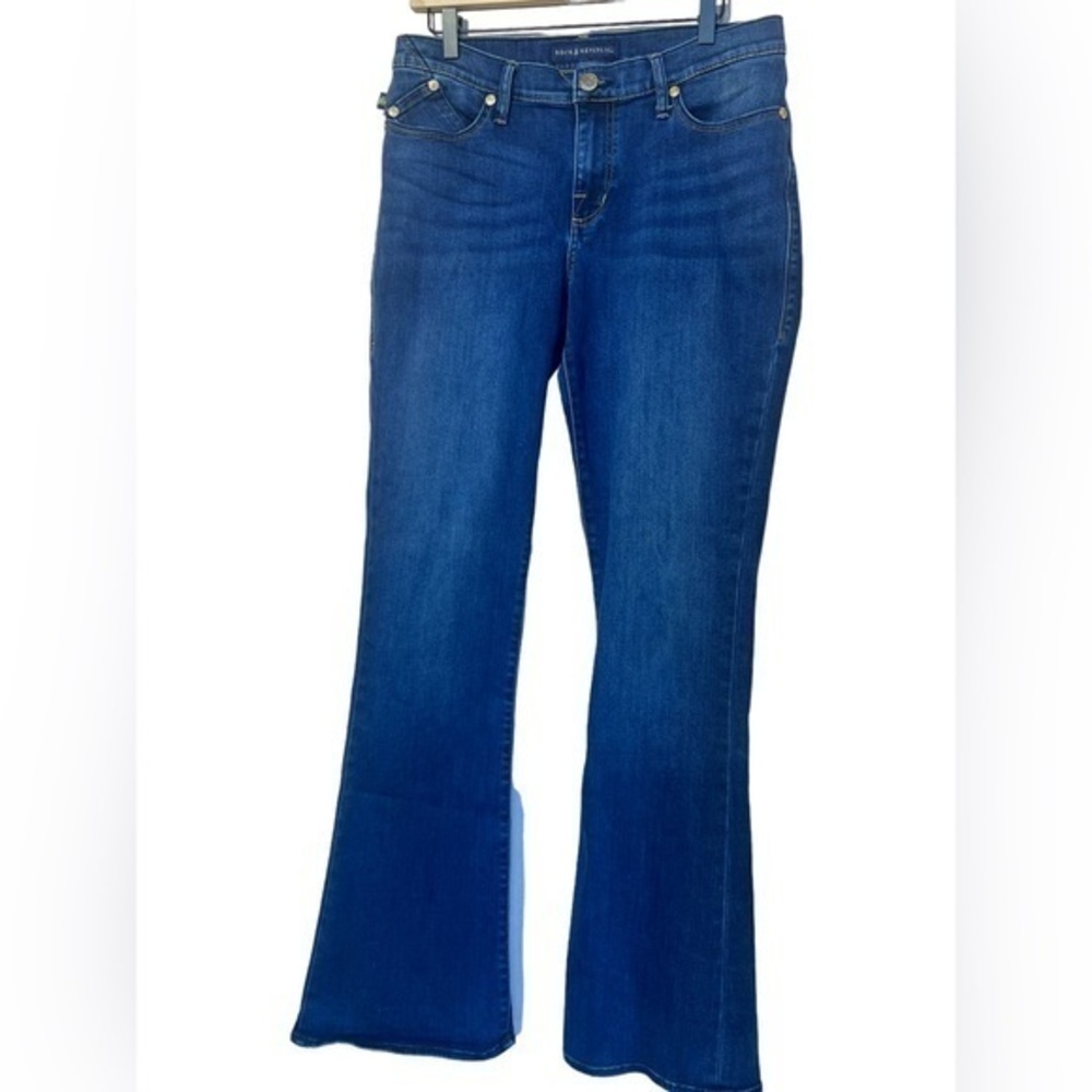 Rock & Republic women’s Kendra curvy bootcut denim blue jeans 14